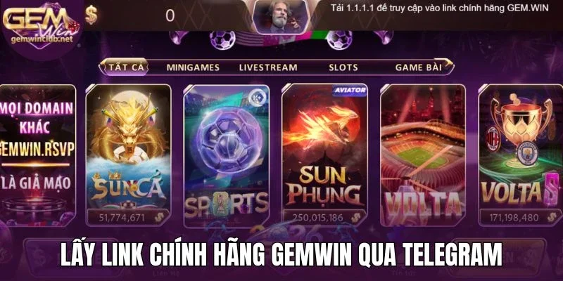 Lấy link chính hãng Gemwin qua Telegram