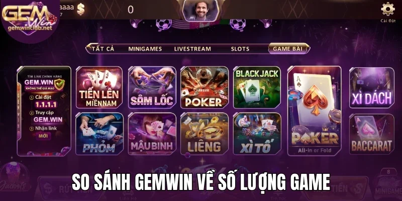 So sánh Gemwin về số lượng game