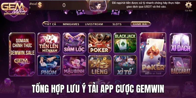 Tổng hợp lưu ý tải app cược Gemwin