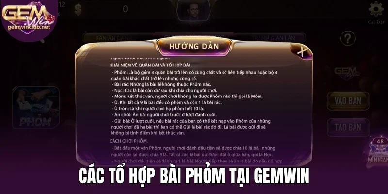 Các tổ hợp bài phỏm tại Gemwin