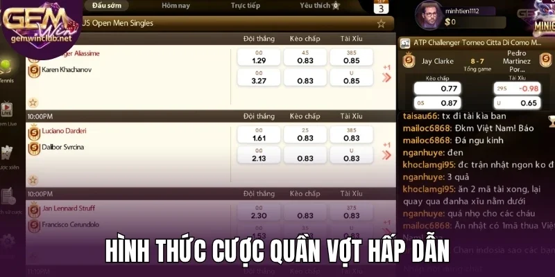 Hình thức cược quần vợt hấp dẫn