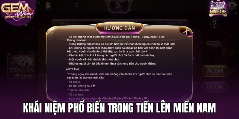 Thuật ngữ phổ biến trong tiến lên miền Nam