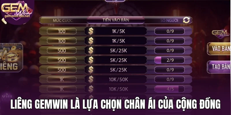 Liêng Gemwin là lựa chọn chân ái của cộng đồng