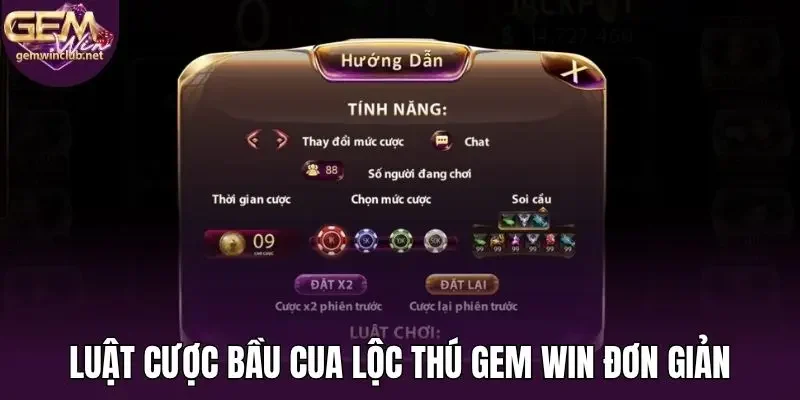 Luật cược bầu cua lộc thú Gem Win đơn giản