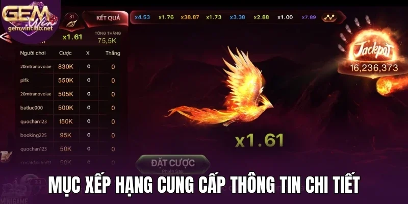 Mục xếp hạng cung cấp thông tin chi tiết