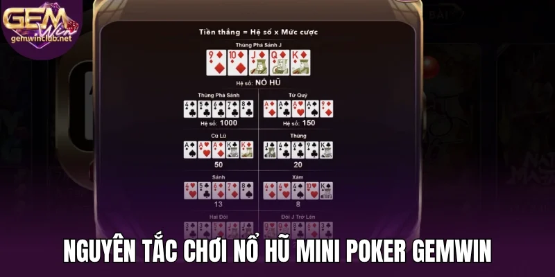 Nguyên tắc chơi nổ hũ mini Poker Gemwin