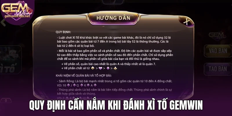 Quy định cần nắm khi đánh xì tố Gemwin