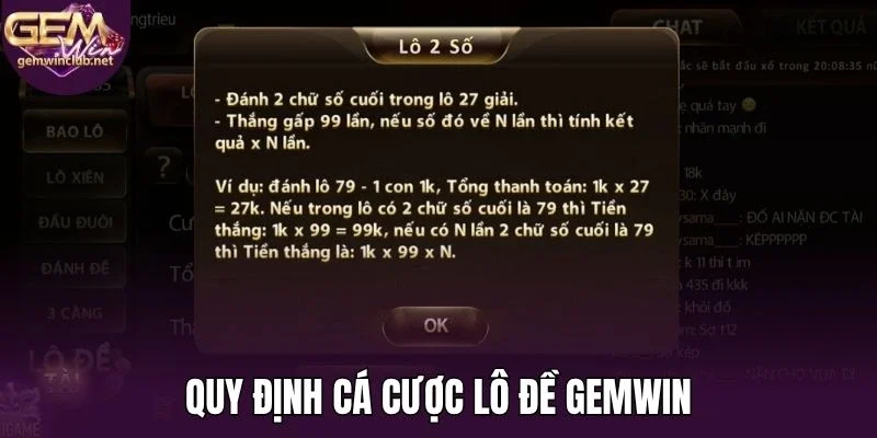 Quy định cá cược lô đề Gemwin