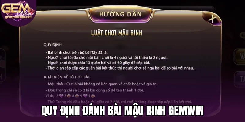 Quy định đánh bài mậu binh Gemwin