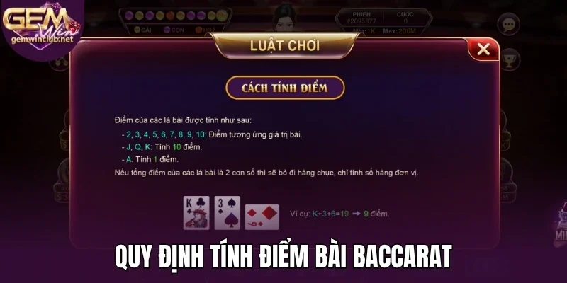 Quy định tính điểm bài baccarat