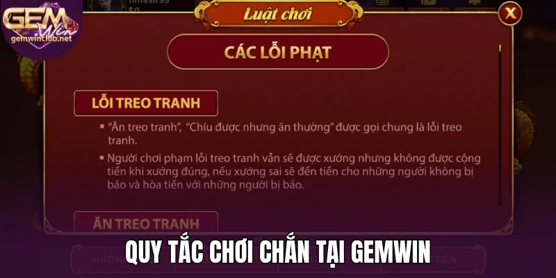 Quy tắc chơi chắn tại Gemwin