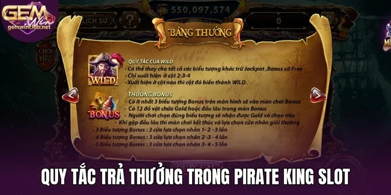 Quy tắc trả thưởng trong Pirate King slot