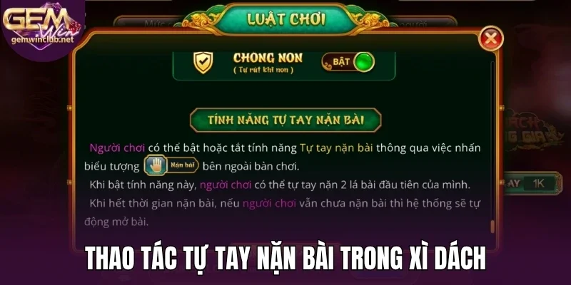 Thao tác tự tay nặn bài trong xì dách