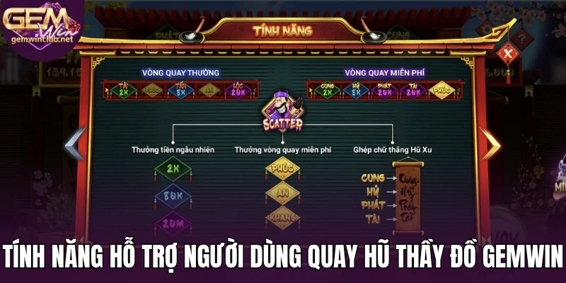 Tính năng hỗ trợ người dùng quay hũ thầy đồ Gemwin