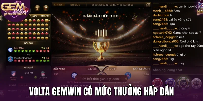 Volta Gemwin có mức thưởng hấp dẫn